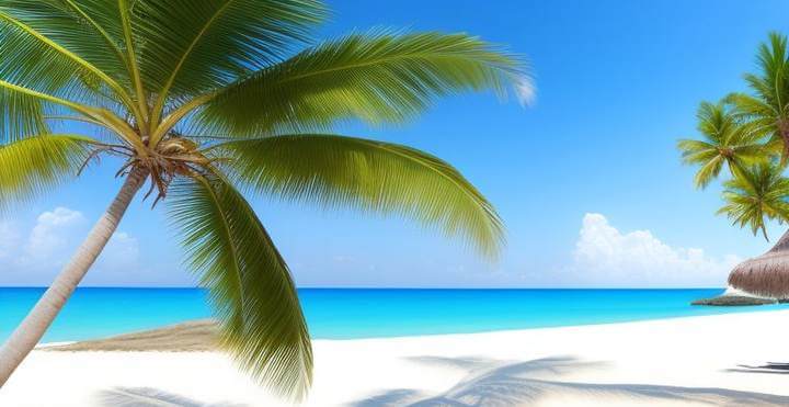 Sand beach with palms