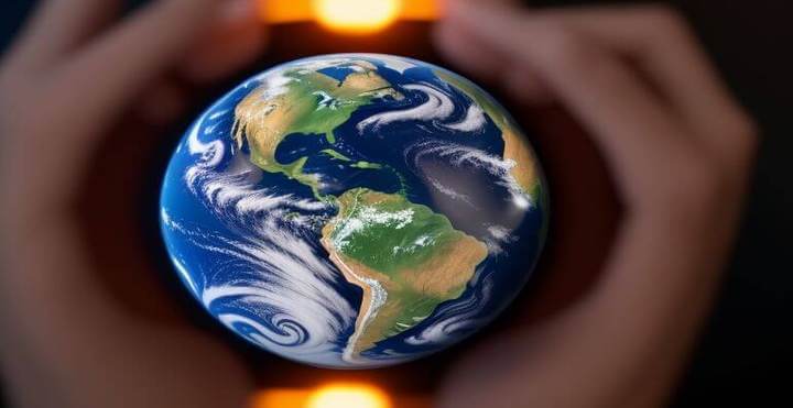 Earth in the hands of a man